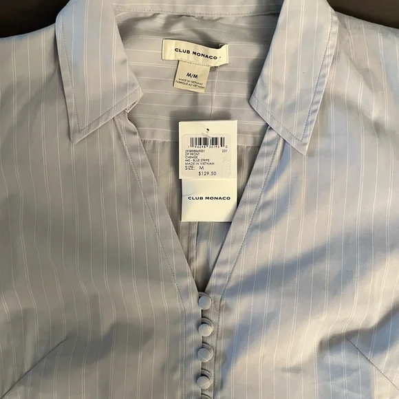 Club Monaco Puff Sleeve Button Front Blouse - Picture 2 of 3